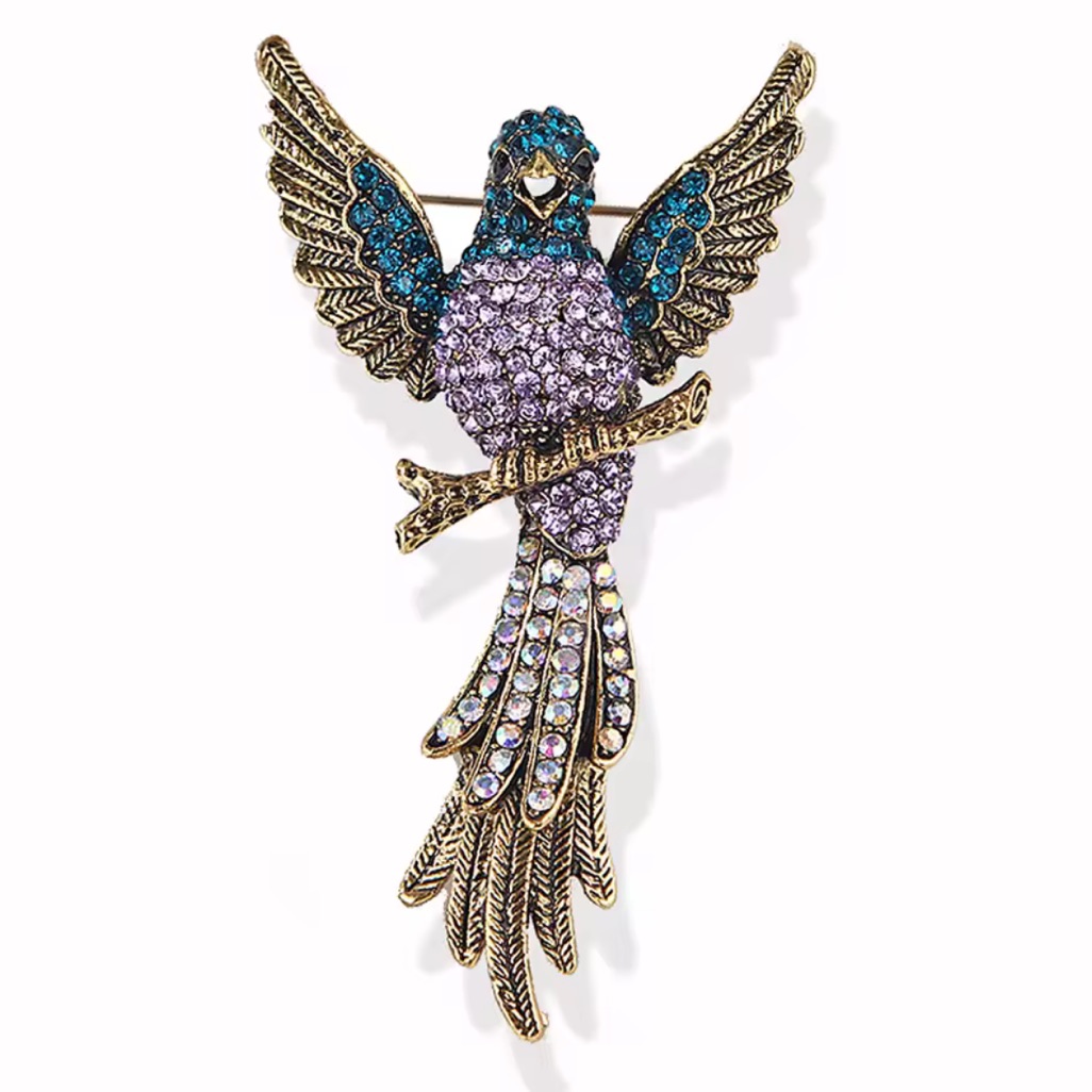 Anthro! Vintage Lux Unique Multicolor Bird Brooch